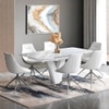 Caribu 4 To 6 Extendable Dining Table With Set Of 6 Doris Swivel Accent Chairs (Colour- White Leatherette, Finish- White High Gloss)