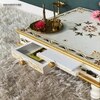 D'Dass White Mdf and Sheesham Wooden Pooja Chowki With Drawer