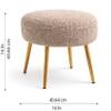 Doe Buck Luna Boucle Round Ottoman Stool in Light Brown Colour with Gold Metal Legs