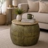 Crown Drum Metal Coffee Table in Gold Finish