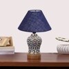 Devansh Conical Blue Jute Shade Lamp With Wood & Mosaic Glass Base For Decoration/Office/Home/Gifting/Study For Decoration/Office/Home/Gifting/Study -(10X10X14.5) Inches -A