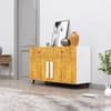Hexa Red Multipurpose Storage Cabinet With 2 Drawer 2 Door in Frosty White And Giant Wood Colour