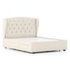Holmebrook Engineered Wood Queen Size Drawer Storage Upholstered Bed in Ivory Leatherette Colour
