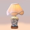 Devansh Off-White Vintage  Cotton Pleated Shade Lamp With Wood & Mosaic Glass Base For Decoration/Office/Home/Gifting/Study For Decoration/Office/Home/Gifting/Study