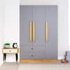Hexa Red Wooden 3 Door Wardrobe with 2 Drawers and Hanging Space in Giant Wood and Slate Grey Colour