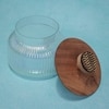 Ireka Homes Bubble Glass Canister with Airtight Wooden Lid – Food Storage (5 x 5.5 in)