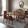 Aero Solid Wood 6 Seater Dining Table With 6 Harper Dining Chairs (Finish : Danish Walnut, Chair Colour : Dark Coral)
