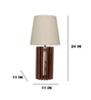 Ventus Brown Wooden Table Lamp with Yellow Printed Fabric Lampshade