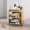 Hexa Red Engineered Wood Shoe Rack in Giant Wood and Frosty White Colour