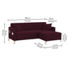 Convil Velvet L Shape 4 Seater Sofa in Red wine Color