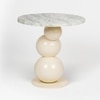 Kaba Arc Solid Wood Side Table in White Colour
