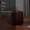 Cube Collection Dark Brown Faux Leather Pouf Ottoman