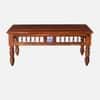 Nilaya Sheesham Wood Nesting Coffee Table Set in Honey Oak Finish with Cushioned Stools