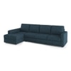 Apollo Fabric Sectional Sofa (Colour : Indigo Blue, Cushion : Hard, Back Type : Regular, Seating Capacity : Left Aligned 3 Seater + Left Aligned Chaise + Ottoman)