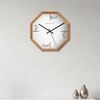 Octagonal Wooden Wall Clock with Handwritten Hour Script