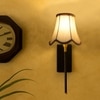 Devansh Metal Electric Wall Light in Black Colour with Off-white Shade Count of 1 Light