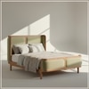 Valerio Duo-Panel Luxe Queen Size Bed in Green colour Velvet with Oak wood Frame