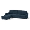 Apollo Sofa (Colour : Indigo Blue, Cushion : Hard, Back Type : High Back, Seating Capacity : Left Aligned 3 Seater + Left Aligned Chaise + Ottoman)