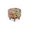 Rosslyn Solid Wood Ottoman Pouffee in Multi Colour Israel Print Kantha fabric
