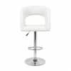Doe Buck Adjustable Upholstered Bar Stool in White Colour with Chrome Base