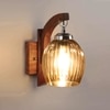 Devansh Solid Wood Electric Wall Light in Brown Colour with Lavender Shade Count of 1 Light