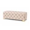 Doe Buck Velvet Tufted Bench in Beige Colour with Gold Base