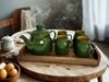 Midnight Bloom Green Tea Set with Serving Tray