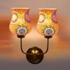 Devansh Metal Electric Wall Light in Gold Colour with Multicolor Shade Count of 2 Lights