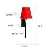 Devansh Metal Electric Wall Light in Black Colour with Red Shade Count of 1 Light