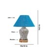 Devansh Conical Turquoise Jute Shade Lamp With Wood & Mosaic Glass Base For Decoration/Office/Home/Gifting/Study For Decoration/Office/Home/Gifting/Study -(10X10X14.5) Inches -A
