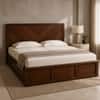 Vanya Solid Wood Compact King Bed Box Storage Provincial Teak Finish Mattress 72 x 72 Inches