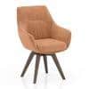 Wella Swivel Solid Wood Dining Chair Set of 2 in Terracotta Fabric