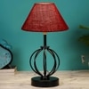 Harley Maroon Jute Table lamp with Iron Base