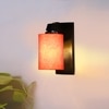 Devansh Solid Wood Electric Wall Light in Brown Colour with Orange Shade Count of 1 Light