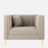 Texude Velvet 1 Seater Sofa in Cream Colour