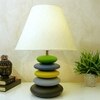 Multicolour Handpainted And Hancarved Distress Wooden Stone Finish Table Lamp