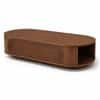Orla Oval Sheesham Wood Grooved Coffee Table in Walnut Finish