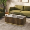 Dorian Engineered Wood Coffee Table With Ceramic Top in Walnut High Gloss Finish