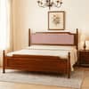 Camille Solid Wood Box Storage Queen Bed in Provincial Teak Finish with Pink Colour