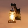 Devansh Solid Wood Electric Wall Light in Brown Colour with Lavender Shade Count of 1 Light