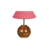 Pink Jute with Natural Wood Table Lamp