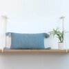 Moss Knit Cadet Blue Cotton Knitted Cushion Cover 12X20 Inches