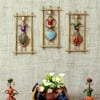 Desert Art Metal Handpainted Lady Musician Wall Hanging Set of 3 in Green Colour