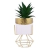 Artificial Agave Plant In White & Gold Pot