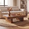 Nakkashi Solid Wood Rectangular Coffee Table In Amber Walnut Finish