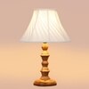 Devansh Off-White Cotton Vintage Cross Pleated   Lamp With Wood Base  (12X12X17)