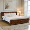 Kedarwood Non Storage Solid Wood Bed Queen Size in Provincial Teak Finish