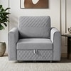 Baruna 1 Seater Velvet Pull Out Sofa Cum Bed with Storage In Grey Color