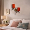 Devansh Metal Electric Wall Light in Gold Colour with Orange Shade Count of 2 Lights