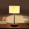 Devansh Off White Cotton Table Lamp With  Natural  Wood Base  & Steel Pipe  (7X17 Inches)-2